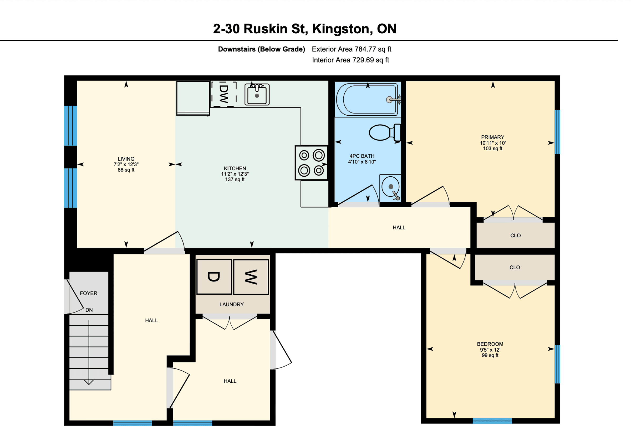 Floor plan for Unit 2 – 30 Ruskin St, Kingston, ON