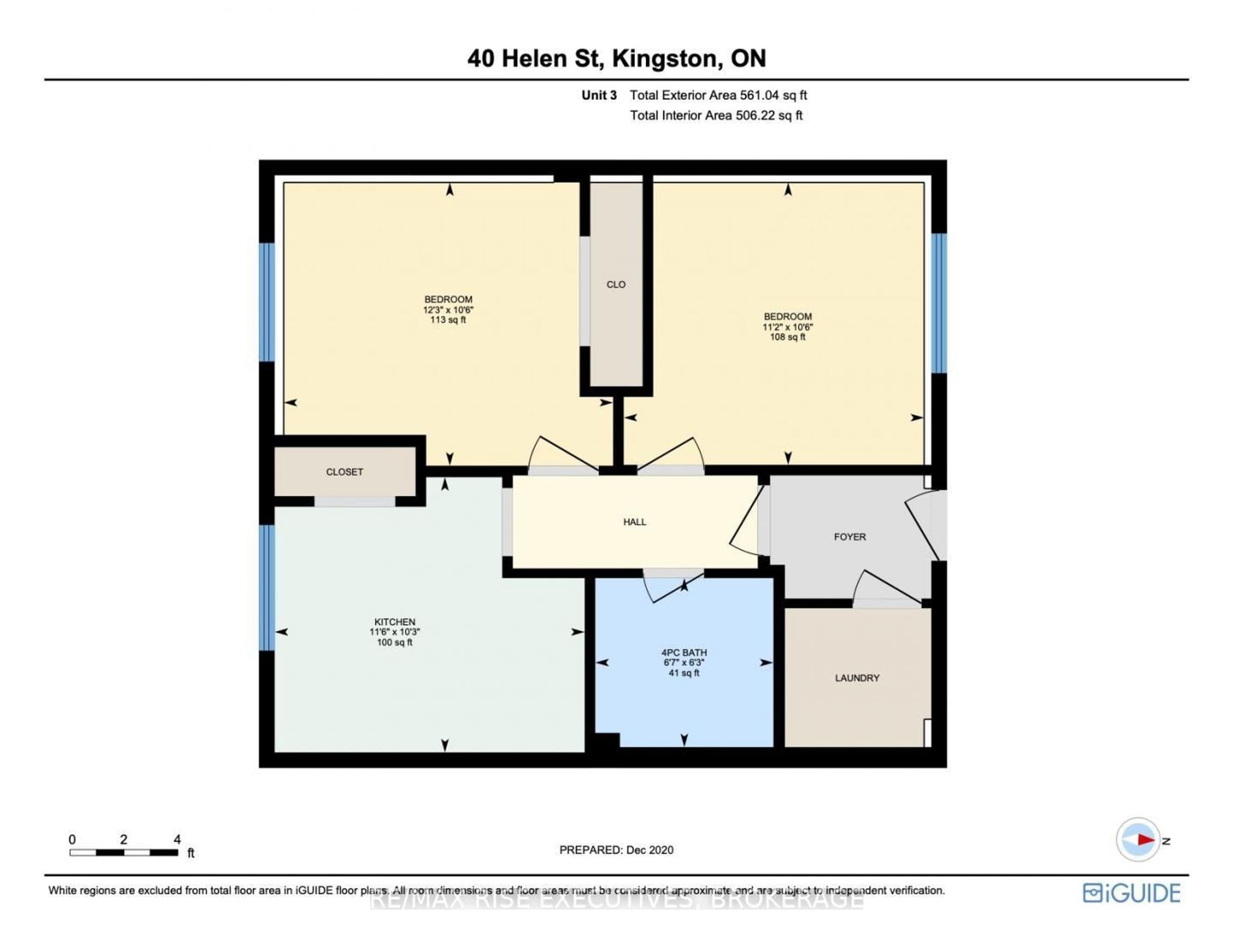 Floor plan for Unit 3 – 40 Helen St, Kingston, ON